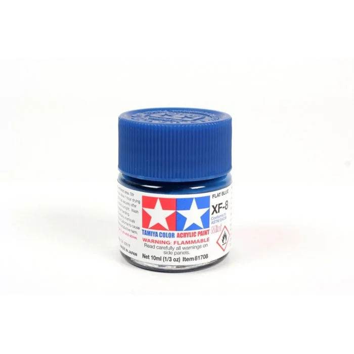 Tamiya XF-8 Flat Blue Flat Matte Acrylic Paint 10ml Mini