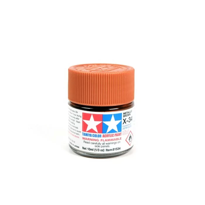 Tamiya X-34 Metallic Brown Gloss Acrylic Paint 10ml Mini