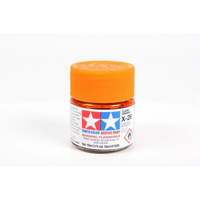 Tamiya X-26 Clear Orange Gloss Acrylic Paint 10ml Mini