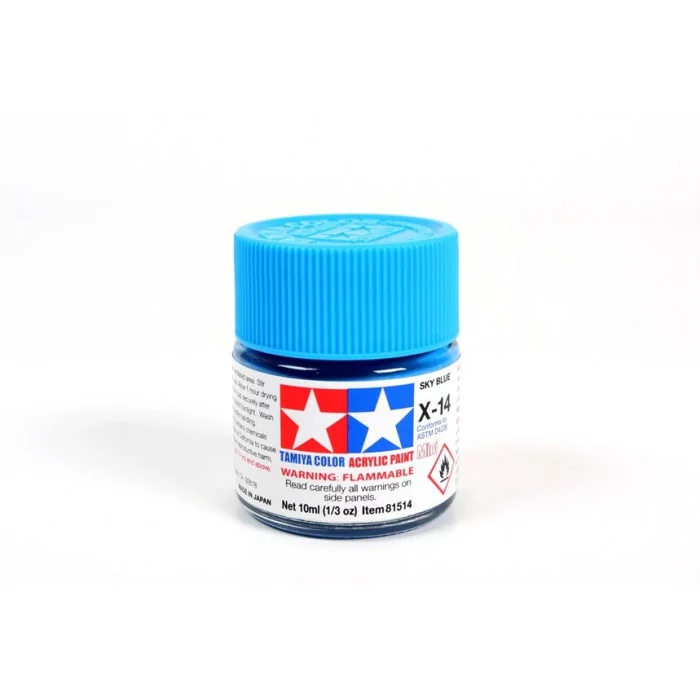 Tamiya X-14 Sky Blue Gloss Acrylic Paint 10ml Mini