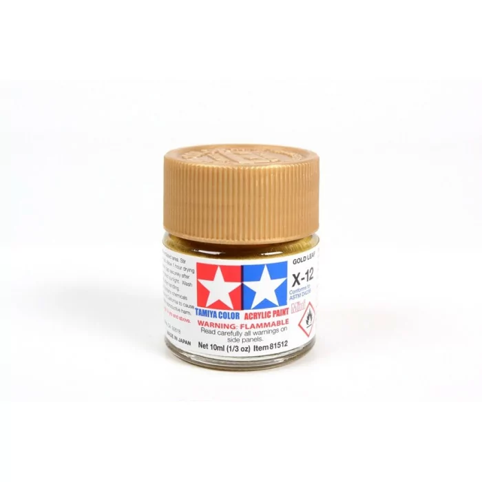 Tamiya X-12 Gold Leaf Gloss Acrylic Paint 10ml Mini
