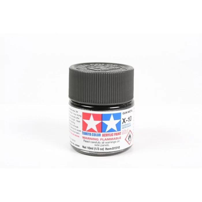 Tamiya X-10 Gun Metal Gloss Acrylic Paint 10ml Mini