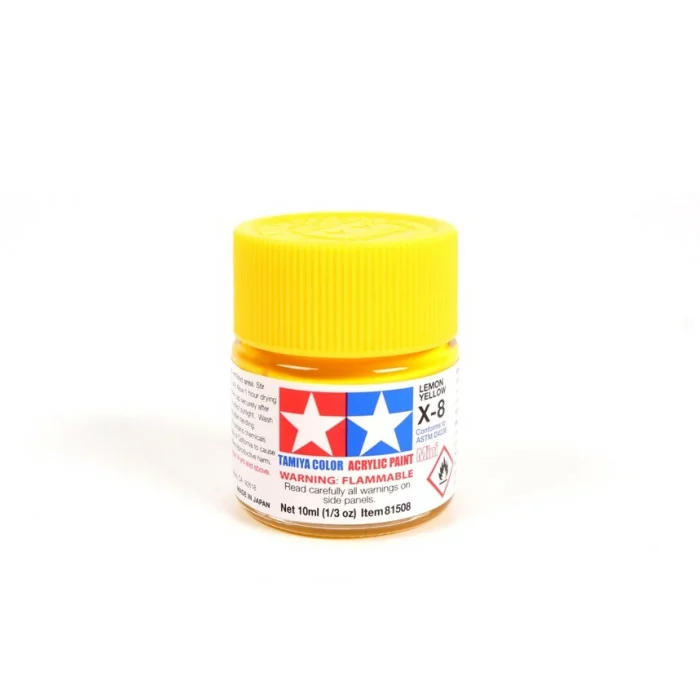 Tamiya X-8 Lemon Yellow Gloss Acrylic Paint 10ml Mini