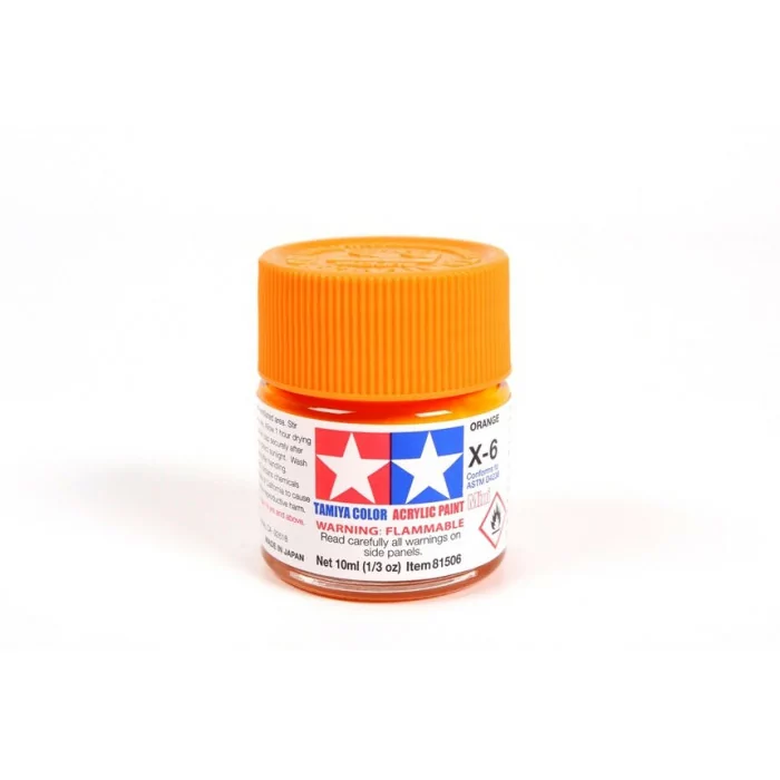 Tamiya X-6 Orange Gloss Acrylic Paint 10ml Mini