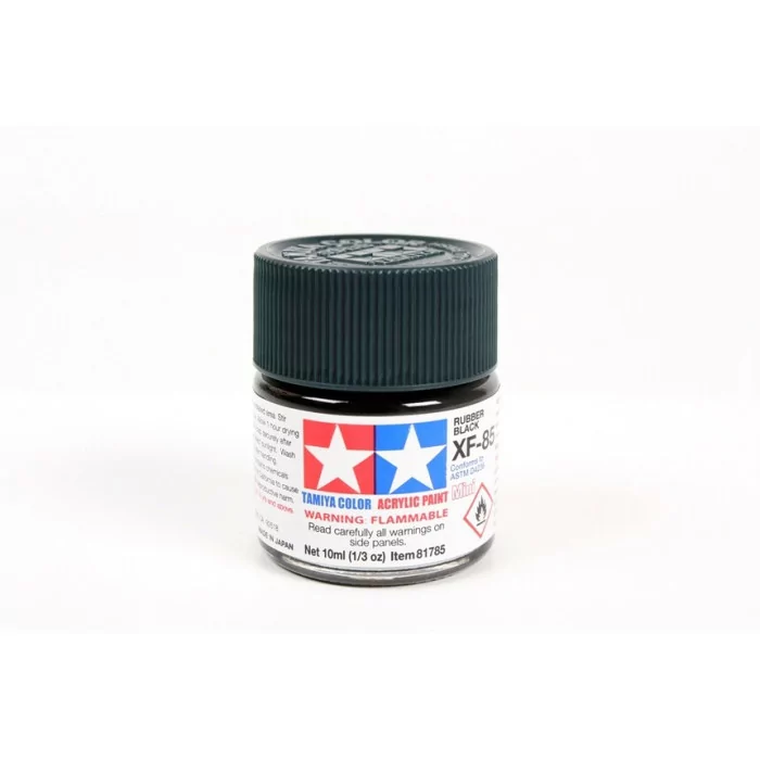 Tamiya XF-85 Rubber Black Flat Matte Acrylic Paint 10ml Mini