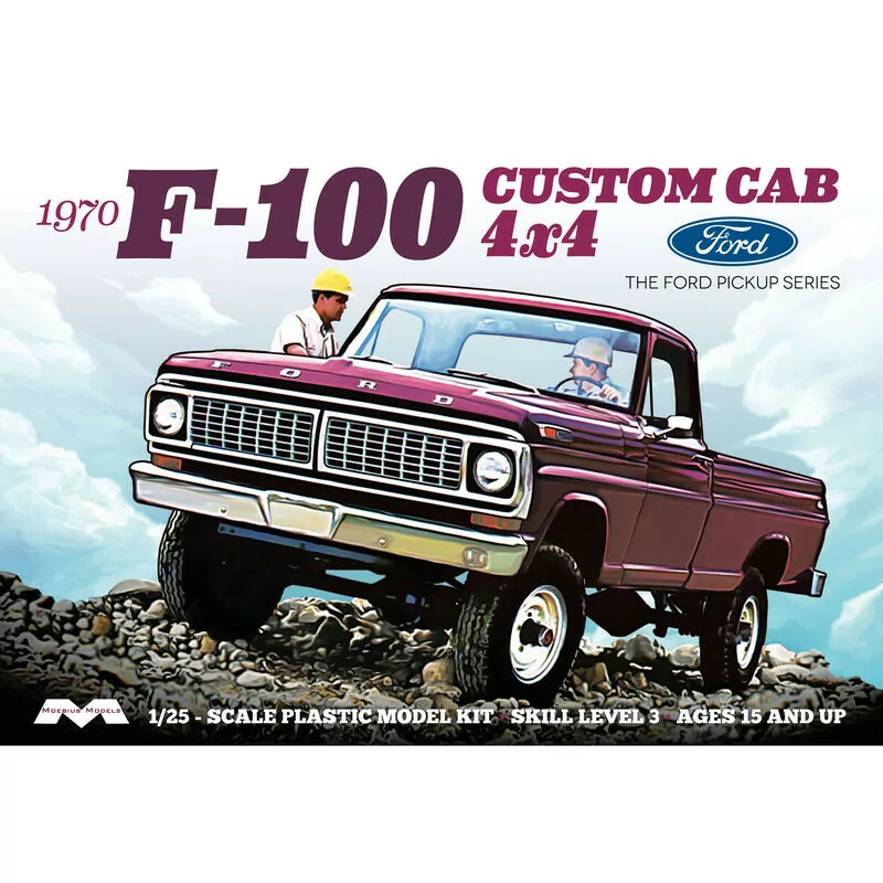 Moebius Models 1/25 1970 Ford F-100 Custom Cab 4x4 Car Model Kit MOE1230_2