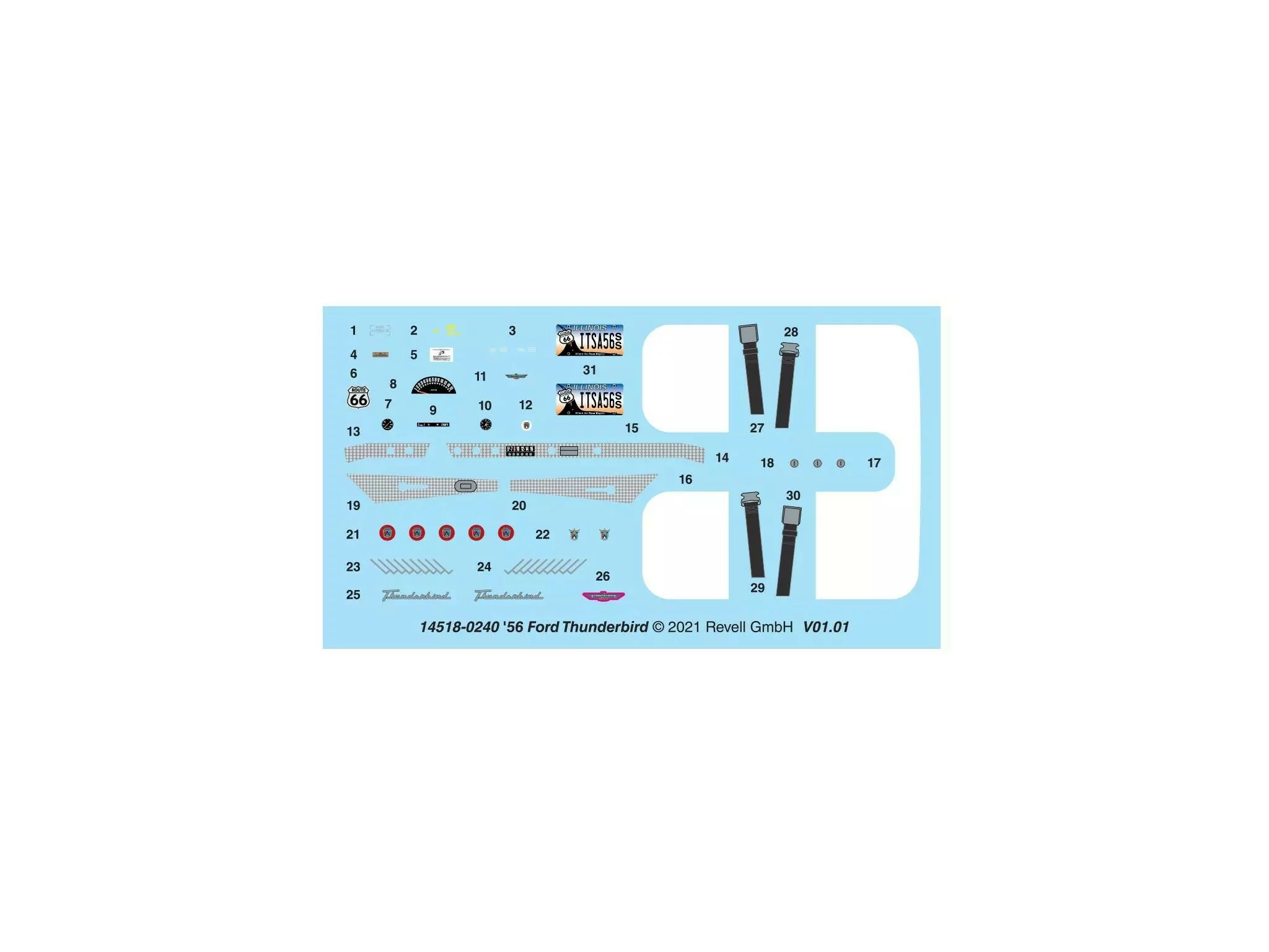 Revell 1/24 '56 Ford Thunderbird Car Model Kit RMX854518_8