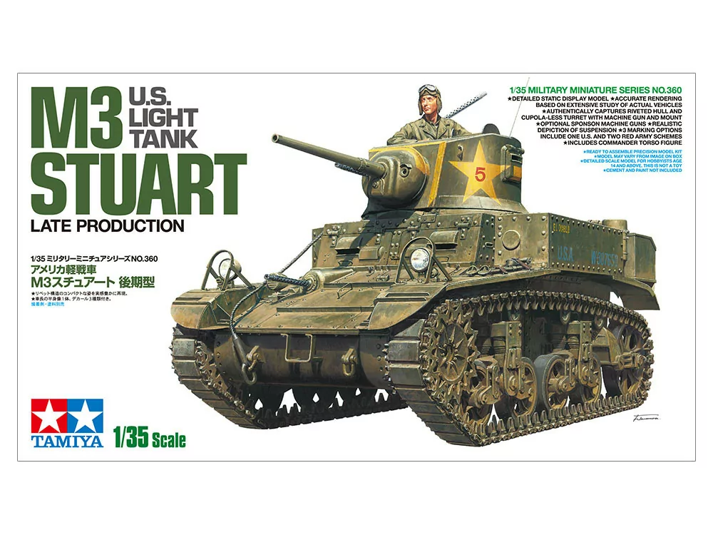 Tamiya 1/35 US Light Tank M3 Stuart Model Kit TAM35360_2