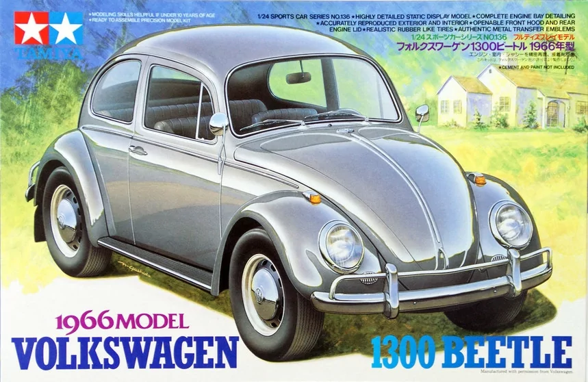 Tamiya 1/24 '66 Volkswagen Beetle Car Model Kit TAM24136_2