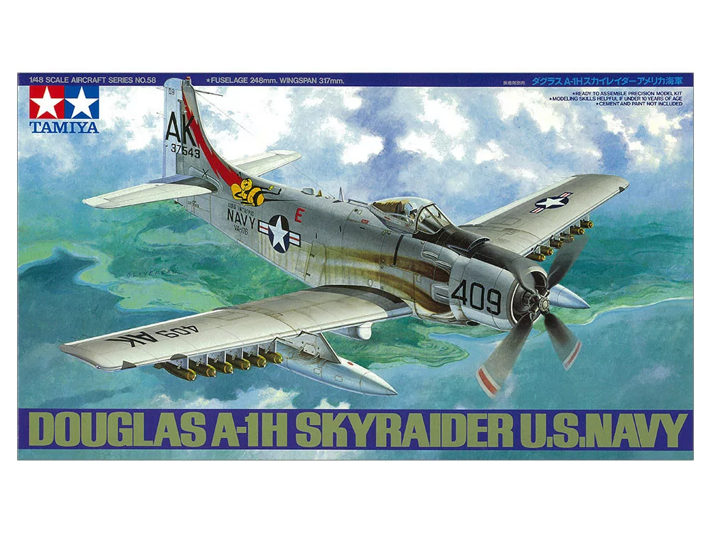Tamiya 1/48 Douglas A1H Skyraider US Navy Aircraft Model Kit TAM61058_2