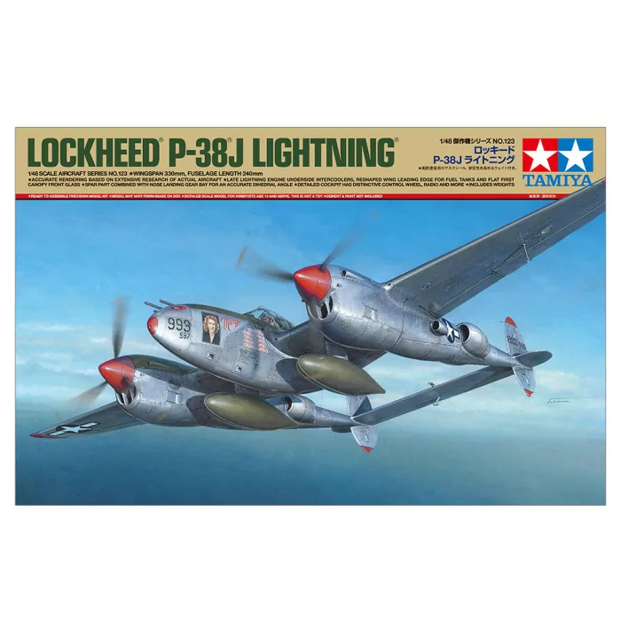Tamiya 1/48 Lockheed P-38 J Lightning Airplane Model Kit