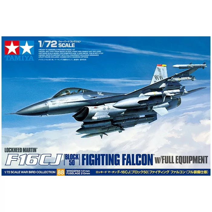 Tamiya 1/72 Lockheed Martin F16CJ Falcon Airplane Model Kit
