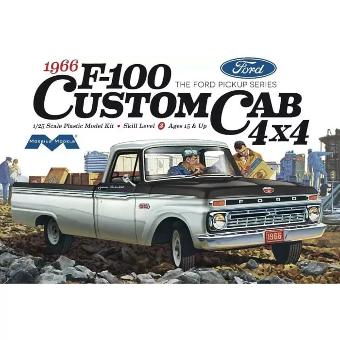 Moebius Models 1/25 1966 Ford F100 Custom Cab 4x4 Car Model Kit